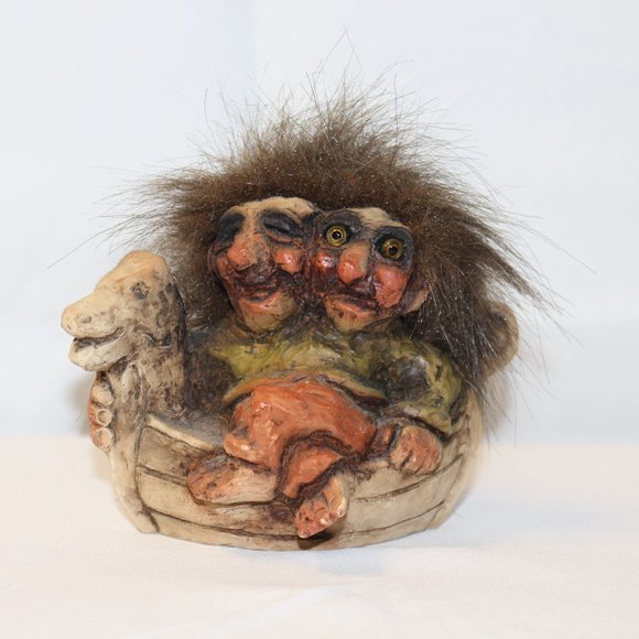 Fosse Troll in Viking Ship Made in Norway Fantasy Figurine, Collectible, Unique - Picture 1 of 14